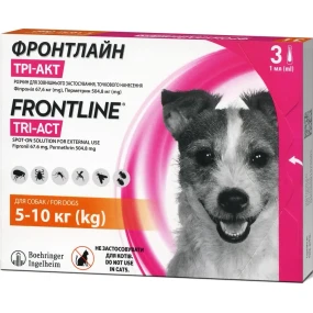 Frontline ТРИ-АКТ капли для собак весом от 5 до 10 кг