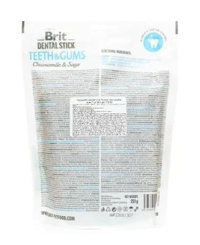 Brit Dental Stick Teeth and Gums ласощі з ромашкою та шавлією для здоров'я ясен і зубів собак