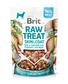 Brit Raw Treat Skin and Coat Freeze-dried ласощі з рибою та куркою для покращення стану шкіри та шерсті собак