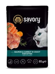 Savory Kitten кусочки с лососем и морковью в соусе для котят