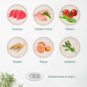 Morando Tradizioni шматочки у соусі з тунцем, томатами та стручковою квасолею для котів