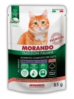 Morando Tradizioni Sterilized беззернові консерви (шматочки в желе) з лососем та тунцем для стерилізованих котів 