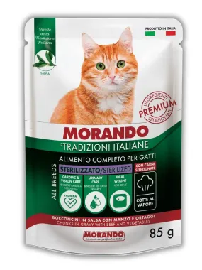 Morando Tradizioni Sterilized беззернові консерви (шматочки у соусі) з яловичиною та овочами для стерилізованих котів