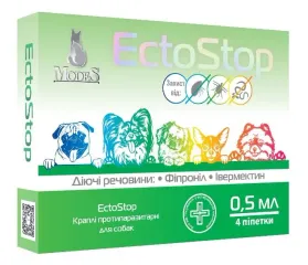 Капли ЭктоСтоп ModeS противопаразитарные для кошек 4-8 кг, 1 мл