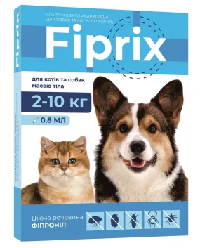 Капли ModeS инсекто-акарицидные для собак и кошек (Фипронил) Fiprix 2-10 кг, 0.8 мл