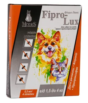 Капли ModeS Фипро-Люкс противопаразитарные для собак и кошек 1.5-4 кг, 4 шт*0.5 мл