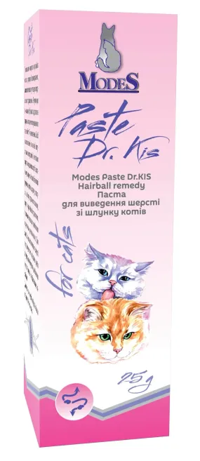 Паста Modes Paste Dr.KIS Hairball remedy для вывода шерсти из желудка кошек 50 г