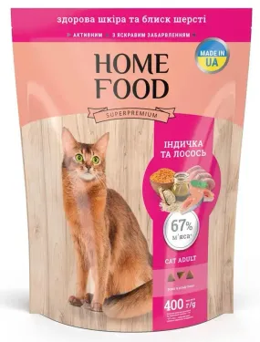 Home Food с индейкой и лососем для взрослых кошек
