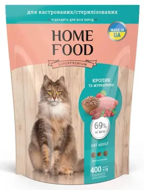 Home Food с кроликом и клюквой для кастрированных кошек