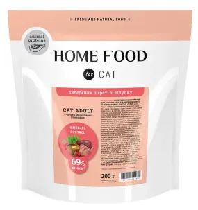 Home Food с индейкой, уткой и курицей для вывода шерсти из желудка кошек