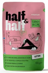 Half&Half Kitten шматочки з індичкою в желе для кошенят, пауч