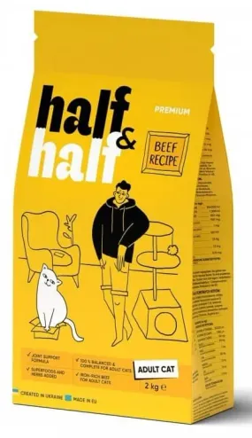 Half&Half с говядиной для взрослых кошек