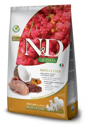 Farmina N&D Quinoa Skin & Coat Medium & Maxi с перепелкой, киноа, кокосом и куркумой для собак при пищевой аллергии