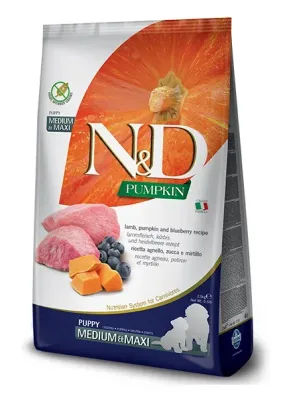 Farmina N&D Pumpkin Puppy Medium & Maxi беззерновий з ягням та чорницею для цуценят середніх та великих порід