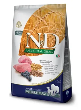 Farmina N&D Ancestral Grain Medium & Maxi з ягням та чорницею для собак середніх та великих порід
