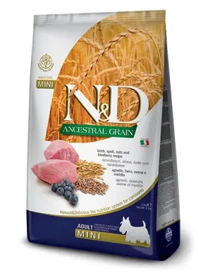 Farmina N&D Ancestral Grain Mini с ягненком и черникой для собак малых пород