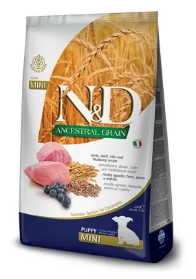 Farmina N&D Ancestral Grain Puppy Mini з ягням та чорницею для цуценят малих порід