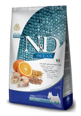 Farmina N&D Ancestral Grain Ocean Cod Mini с щепкой и апельсином для собак малых пород