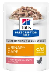 Hill's Prescription Diet c/d шматочки з лососем для догляду за сечовидільною системою котів, пауч