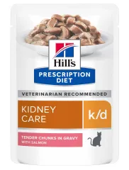 Hill's Prescription Diet k/d шматочки з лососем для підтримки функції нирок у котів, пауч