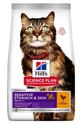 Hill's Science Plan Adult Sensitive Stomach & Skin з куркою для котів із чутливим травленням та шкірою