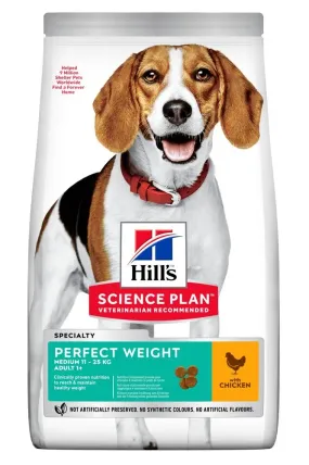 Hill's Science Plan Adult Perfect Weight Medium Breed с курицей для поддержания веса собак средних пород