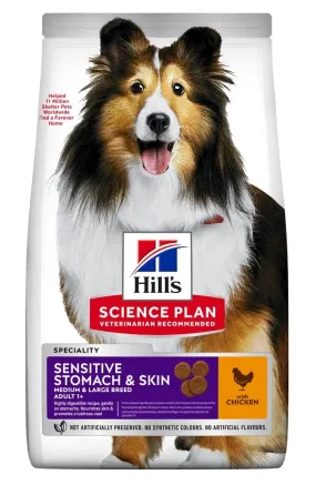 Hill's Science Plan Adult Sensitive Stomach & Skin Medium Breed з куркою при чутливому шлунку та шкірі для собак середніх порід