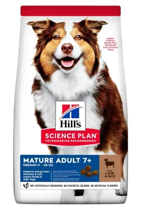 Hill's Science Plan Mature Adult 7+ Medium Breed с ягненком и рисом для зрелых собак средних пород от 7 лет