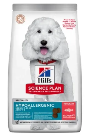 Hill's Science Plan Adult Hypoallergenic Medium беззерновий з лососем для собак середніх порід із чутливістю до певних компонентів їжі