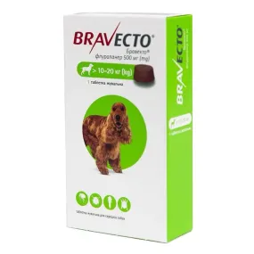 Bravecto жевательная таблетка от блох и клещей для собак весом от 10 до 20 кг