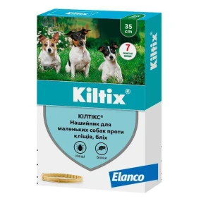 Elanco (Bayer) Kiltix ошейник от блох и клещей для собак мелких пород, 35 см